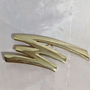 Large Vintage 80's Signed M.J. Ent Gold Brooch